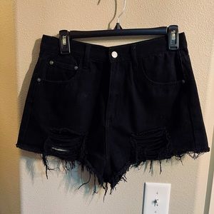 Superdown size 29 bold and black distressed denim shorts, worn only once